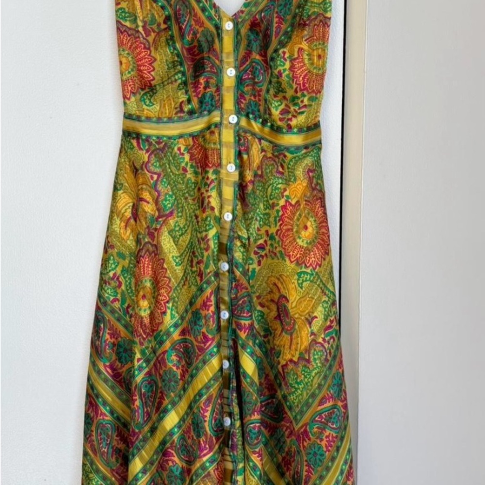 Urban Outfitters Vibrant Floral Maxi Dress - Green and Yellow